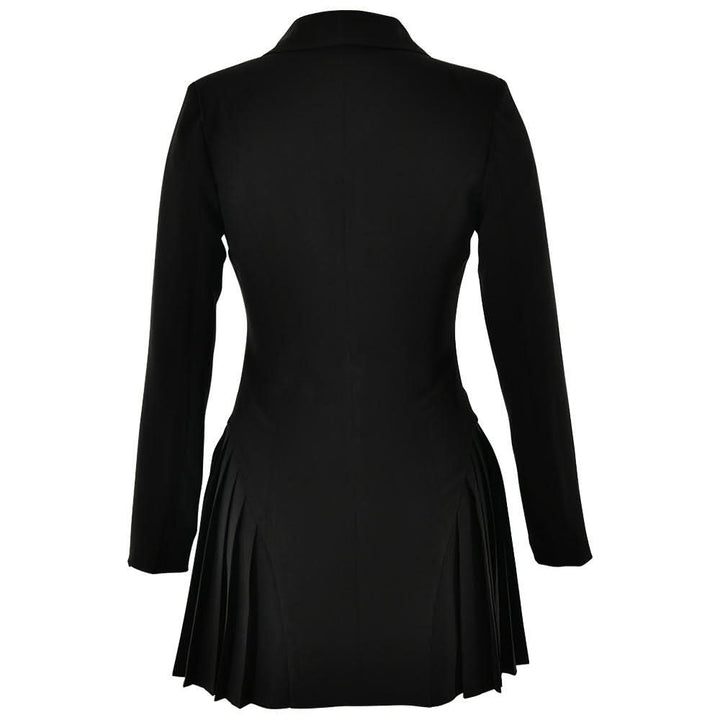 Turnover collar long sleeve v neck button pleated mini dress  | Festival Outfits Women