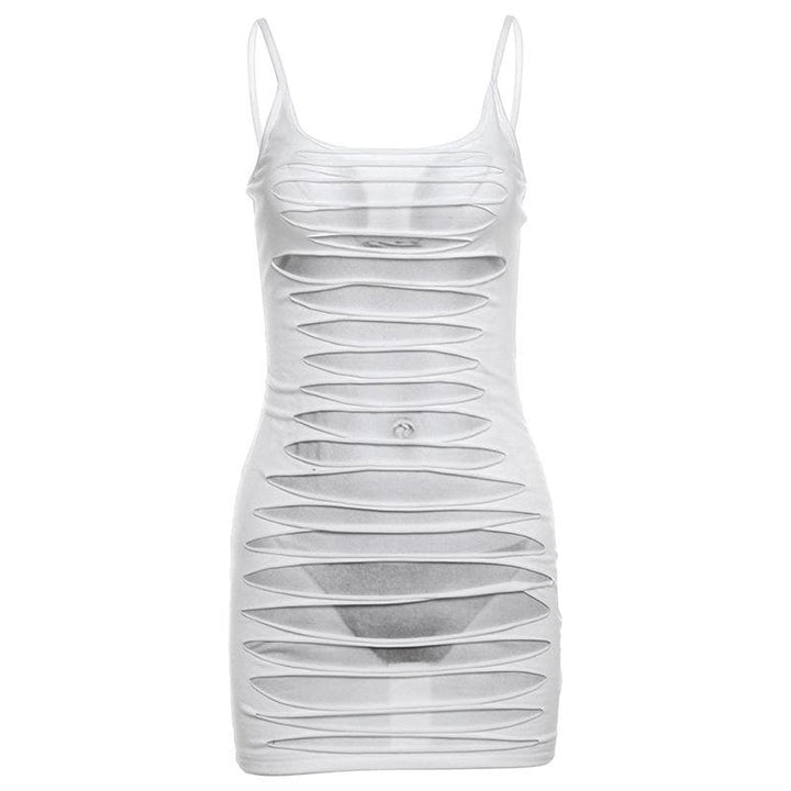 U neck body print hollow out cami cut out mini dress  | Festival Outfits Women
