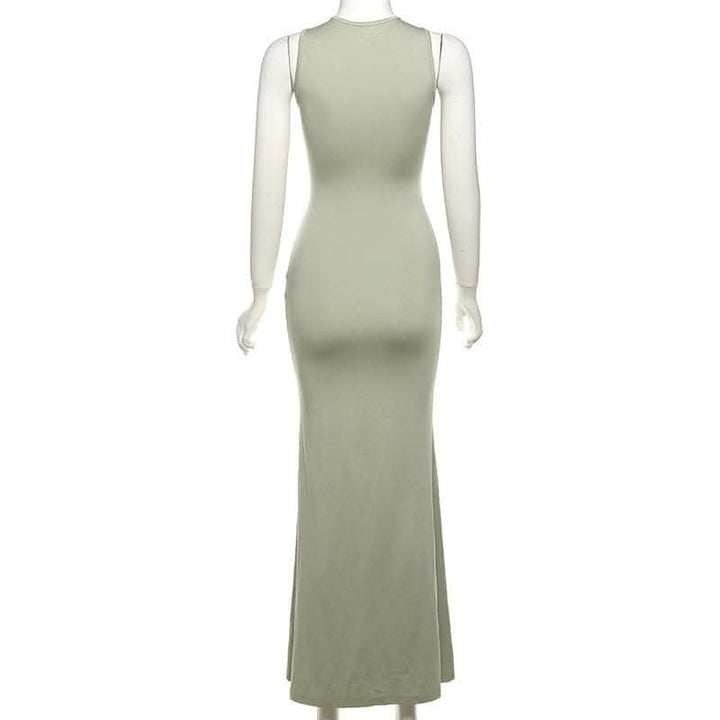 Deep v neck lace up solid tank maxi dress-final-sale  | Festival Outfits Women