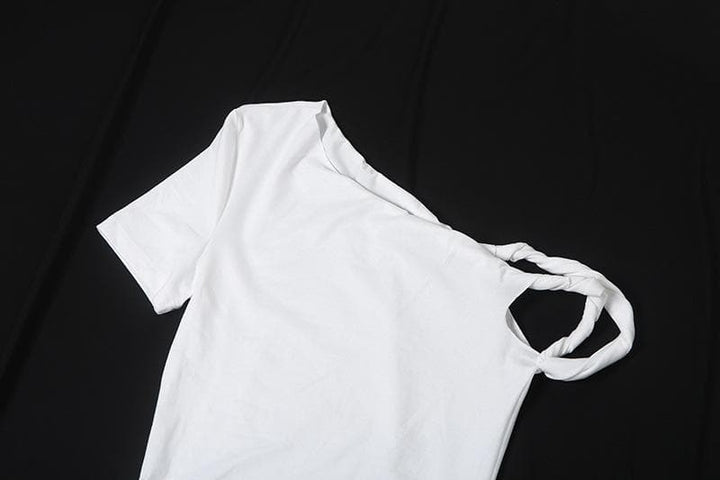 Short sleeve irregular one shoulder maxi dress  | Festival Outfits Women