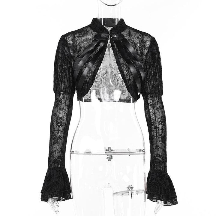 Long flared puff sleeve button shrug top  | Festival Outfits Women