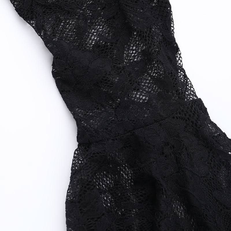 Long flared sleeve lace velvet beaded maxi dress  | Festival Outfits Women