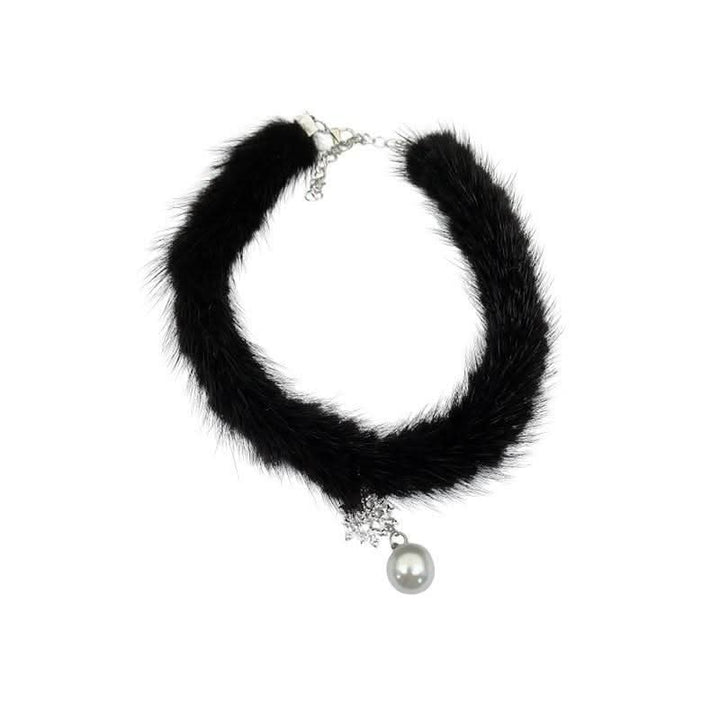 Fluffy faux pearl decor choker necklace  | Festival Outfits Women