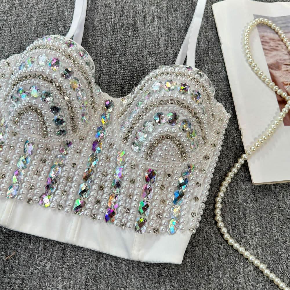 Beaded v neck button backless cami top  | Festival Outfits Women