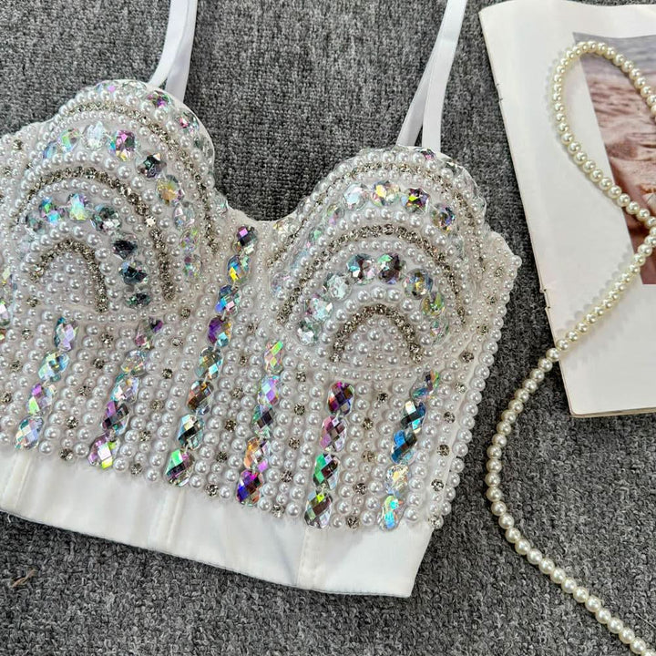 Beaded v neck button backless cami top  | Festival Outfits Women