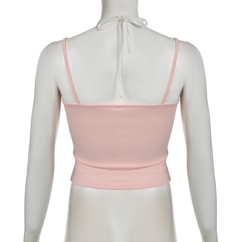 Halter bowknot patchwork cami top  | Festival Outfits Women