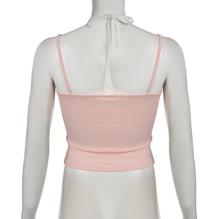 Halter bowknot patchwork cami top  | Festival Outfits Women
