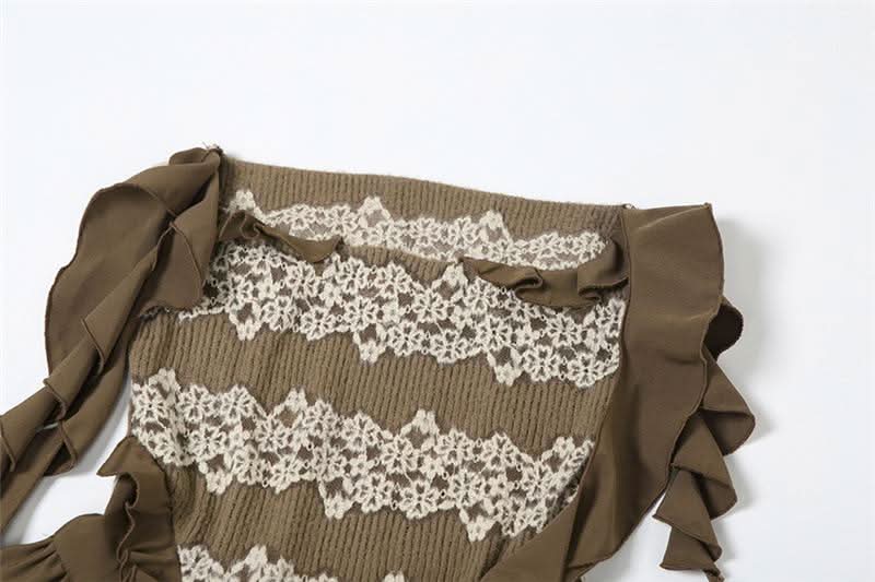 Knitted patchwork backless ruffle mini dress  | Festival Outfits Women