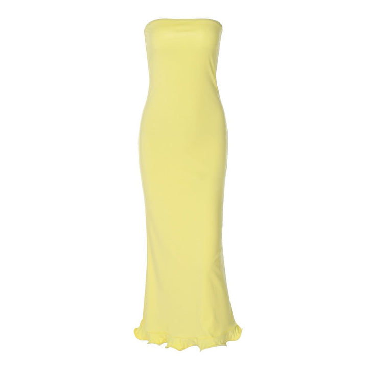 Backless solid ruffle tube maxi dress  | Festival Outfits Women