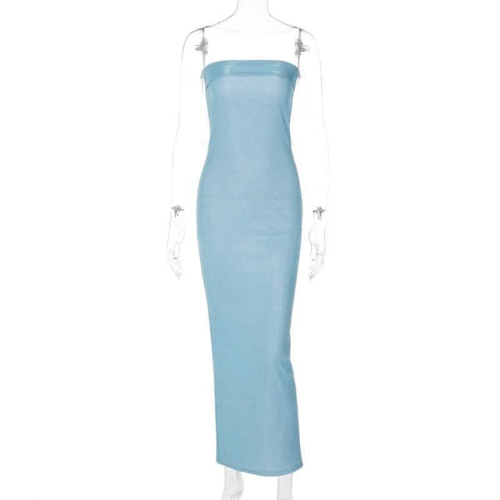 Textured solid backless sleeveless tube maxi dress-final-sale  | Festival Outfits Women