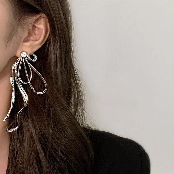 Rhinestone solid bowknot stud earrings  | Festival Outfits Women