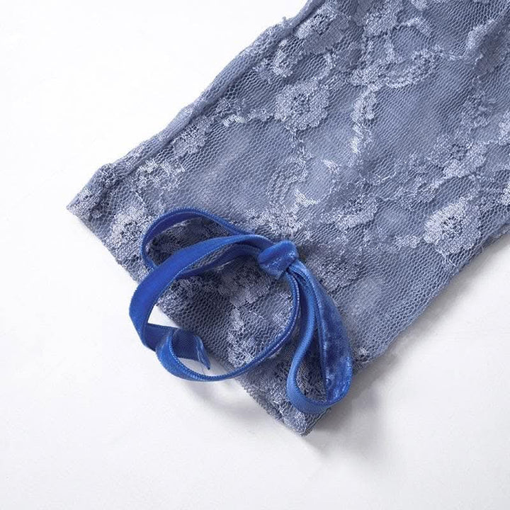 Long sleeve see through bowknot lace jumpsuit-final-sale  | Festival Outfits Women