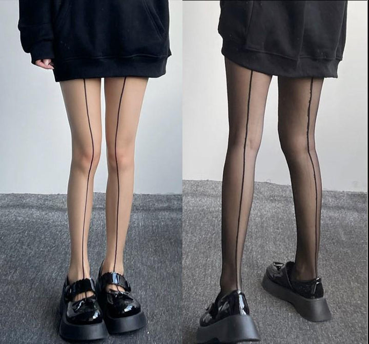 Vertical stripe sheer mesh tights  | Festival Outfits Women