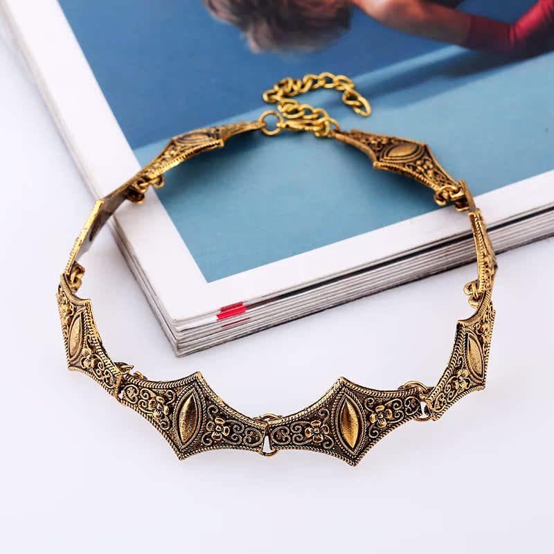 Flower metal chain adjustable choker necklace  | Festival Outfits Women