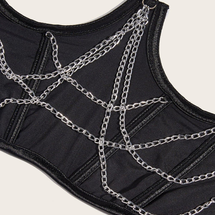 Metal chain lace up adjustable corset  | Festival Outfits Women