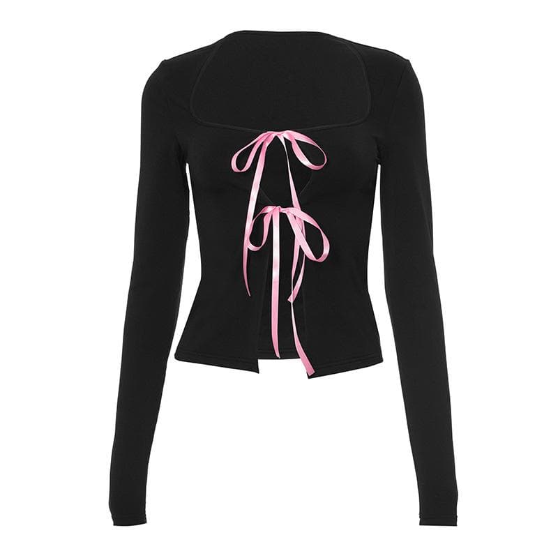 Ribbon mai dogon hannu mai kauri da aka yanke | Kayan Biki na Mata