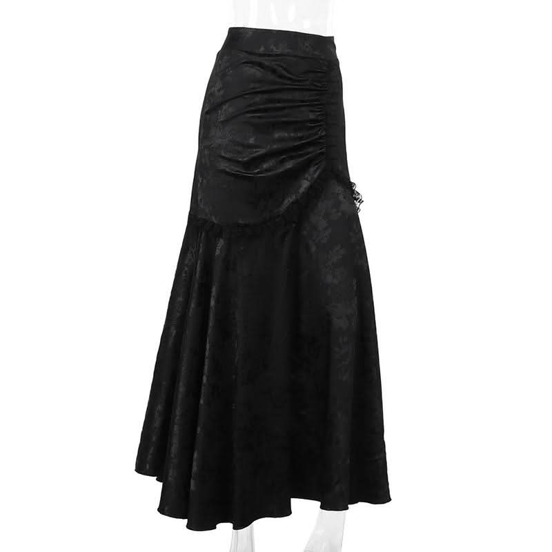 Lace hem ruched maxi skirt  | Festival Outfits Women