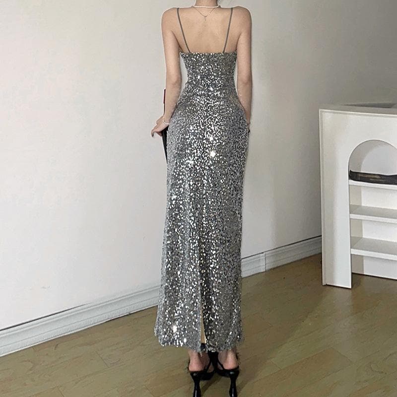 Glitter hollow out cami cut out midi dress  | Festival Outfits Women