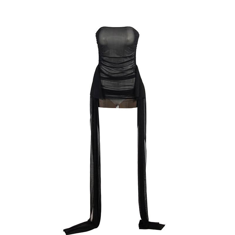 Backless mesh ruched tube mini dress  | Festival Outfits Women