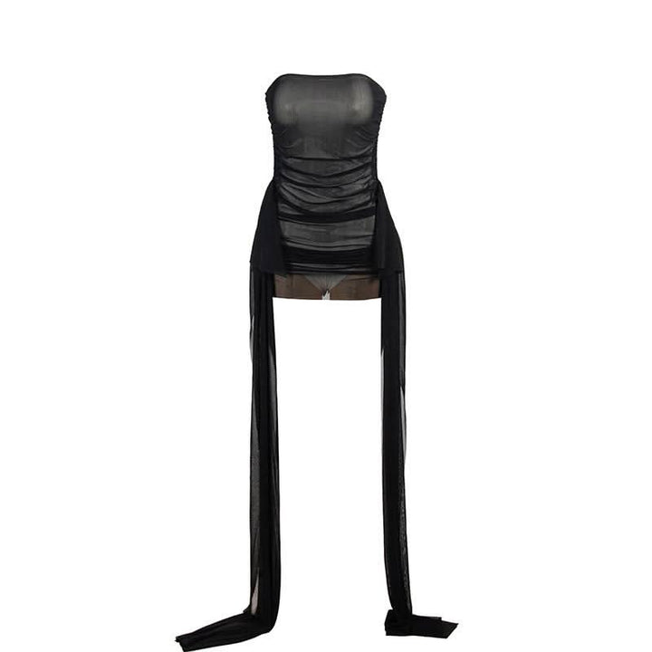 Backless mesh ruched tube mini dress  | Festival Outfits Women