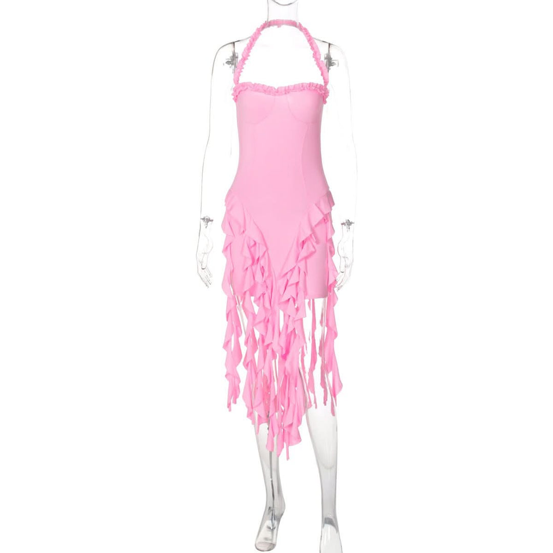 Halter ruffle backless midi dress  | Festival Outfits Women