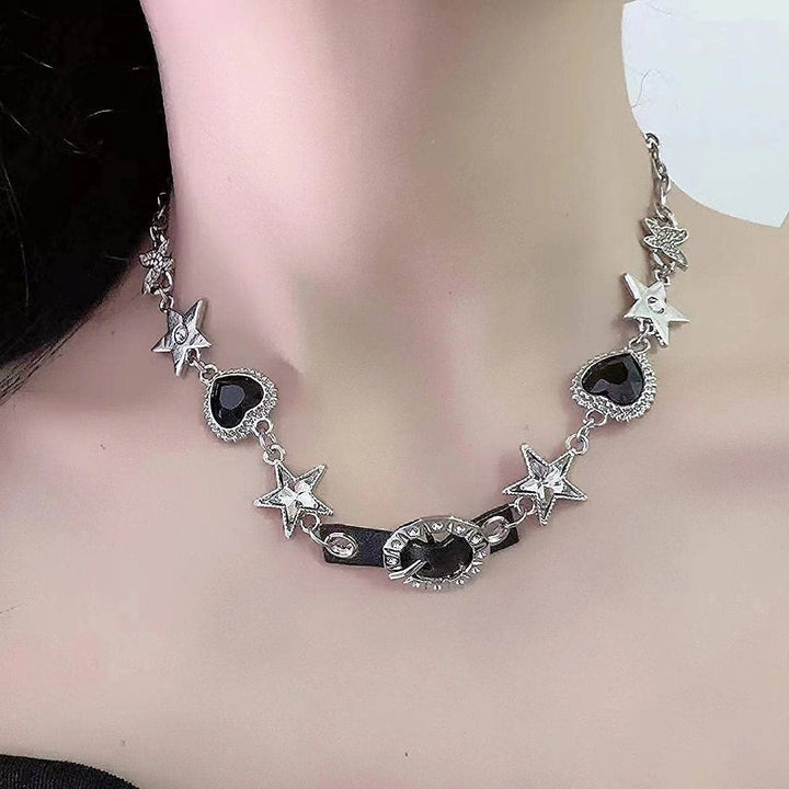 Buckle decor rhinestone choker necklace  | Festival Outfits Women