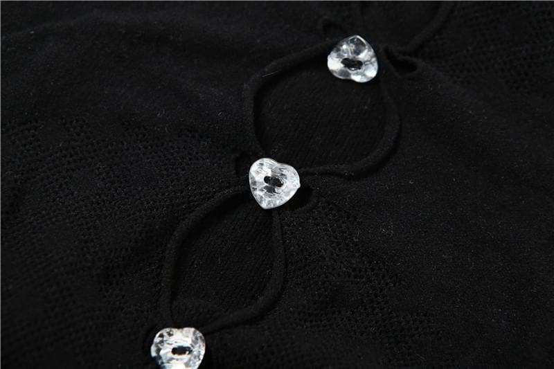 Fishnet button sleeveless solid hollow out jumpsuit-final-sale