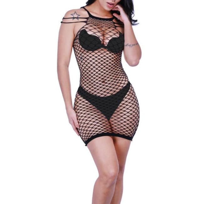 Fishnet stitch strappy tank mini dress  | Festival Outfits Women