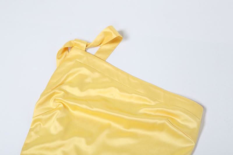 One shoulder satin backless knotted maxi dress  | Festival Outfits Women