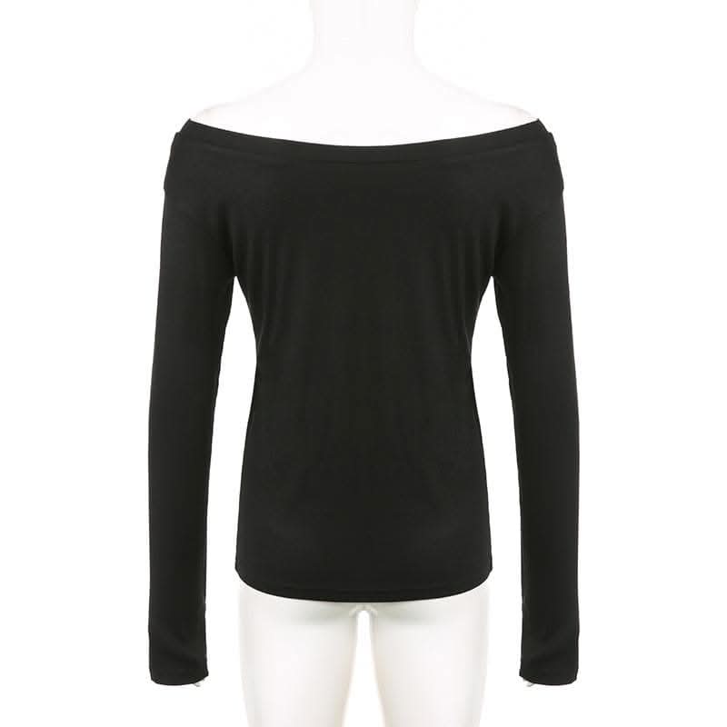 Long sleeve glitter off shoulder solid top-final-sale  | Festival Outfits Women