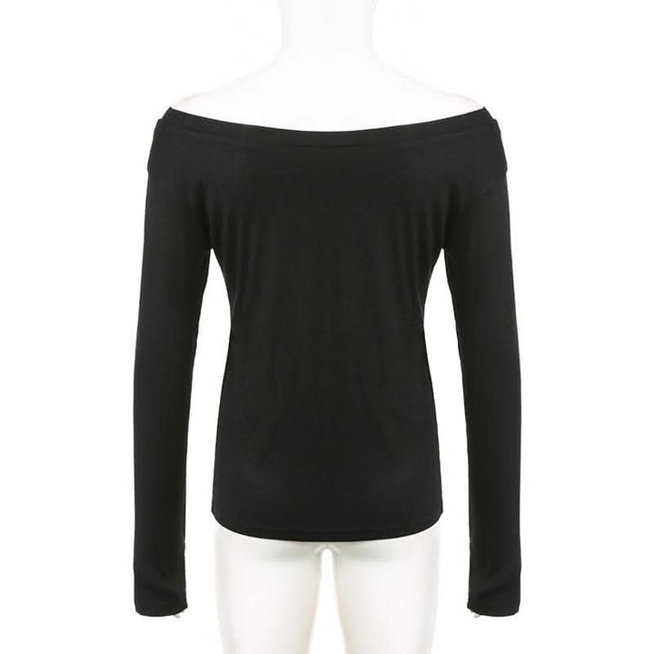 Long sleeve glitter off shoulder solid top-final-sale  | Festival Outfits Women