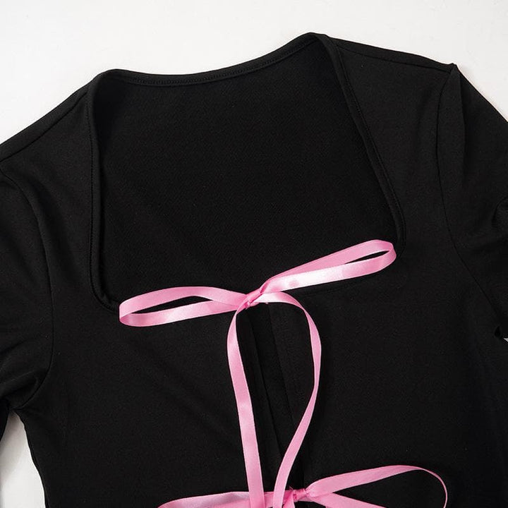 Ribbon mai dogon hannu mai kauri da aka yanke | Kayan Biki na Mata