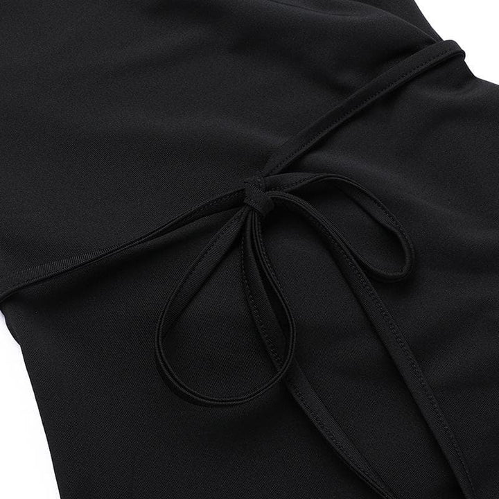 Short sleeve ruched self tie high slit maxi dress  | Festival Outfits Women