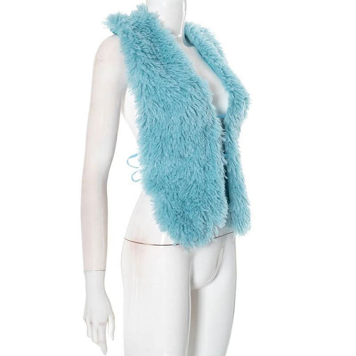 Halter fluffy self tie shrug top-final-sale