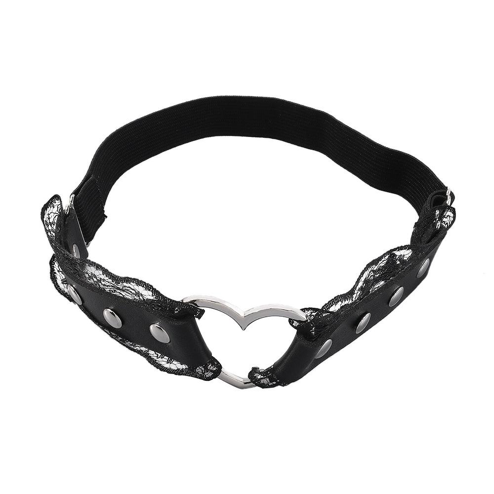 Heart decor PU leather lace hem thigh chain  | Festival Outfits Women