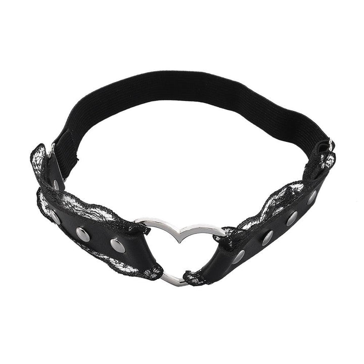 Heart decor PU leather lace hem thigh chain  | Festival Outfits Women