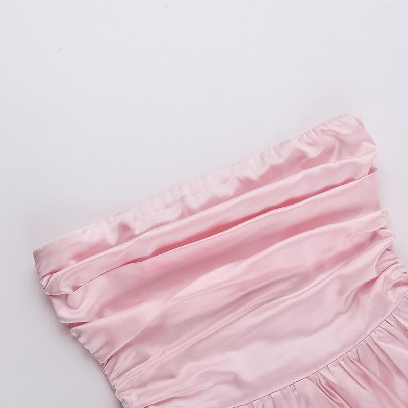 Ruched smocked solid backless tube mini dress  | Festival Outfits Women