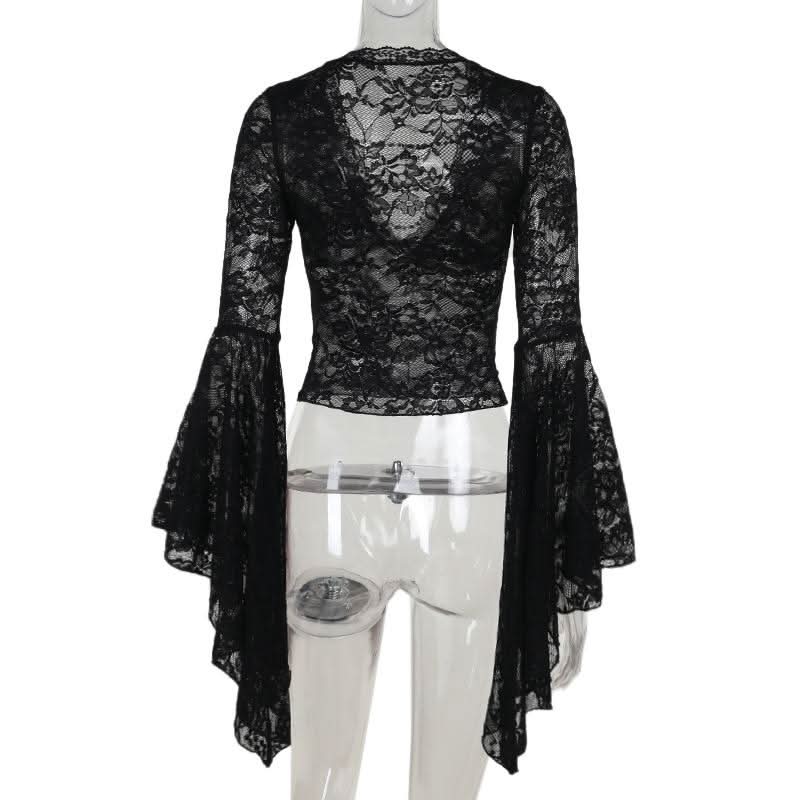 Long sleeve v neck lace top  | Festival Outfits Women