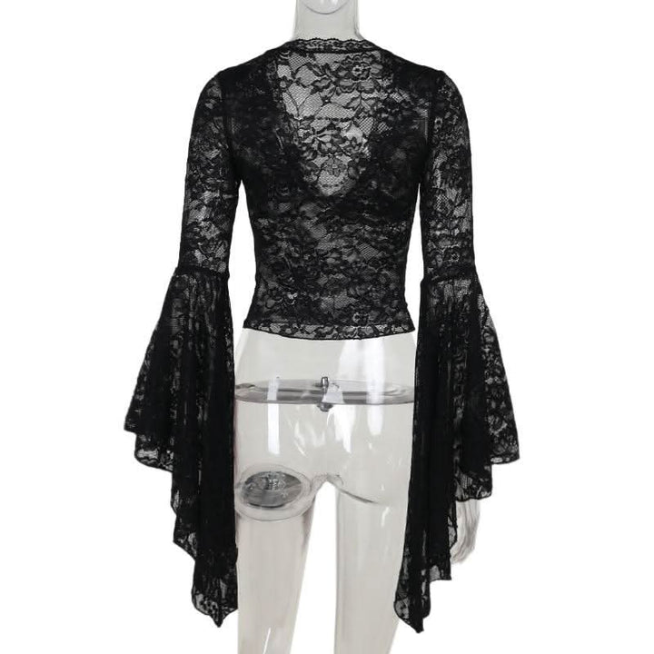 Long sleeve v neck lace top  | Festival Outfits Women