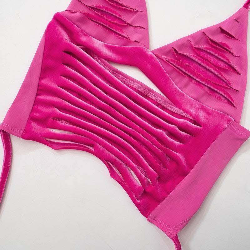 Hollow out self tie halter backless v neck crop top-final-sale  | Festival Outfits Women