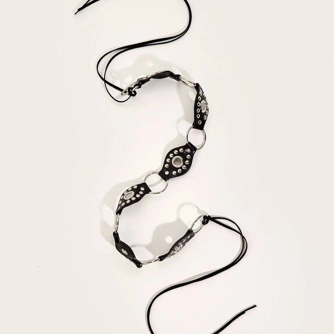 PU leather o ring rivet knotted belt  | Festival Outfits Women