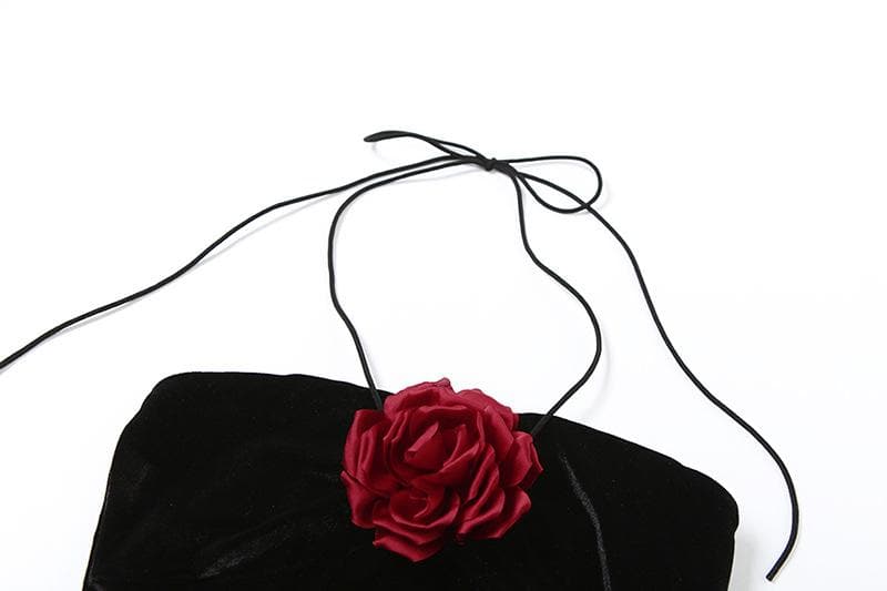 Tufafin fensir na Halter velvet mai laushi mara baya | Kayan Biki na Mata