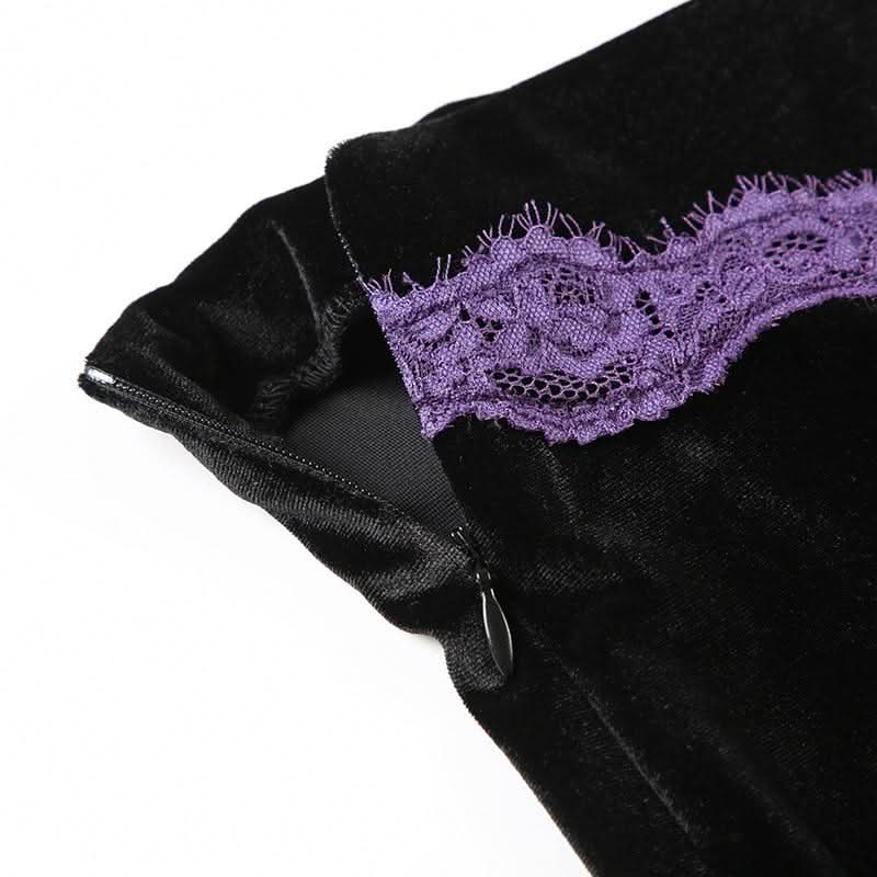 Velvet lace hem beaded maxi skirt  | Festival Outfits Women