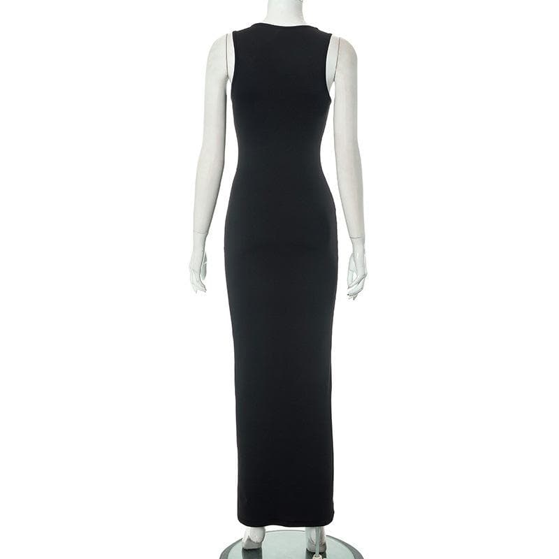 Crewneck body print contrast tank maxi dress  | Festival Outfits Women-final-sale