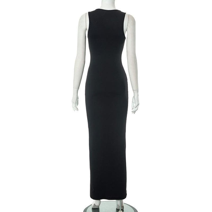 Crewneck body print contrast tank maxi dress  | Festival Outfits Women-final-sale