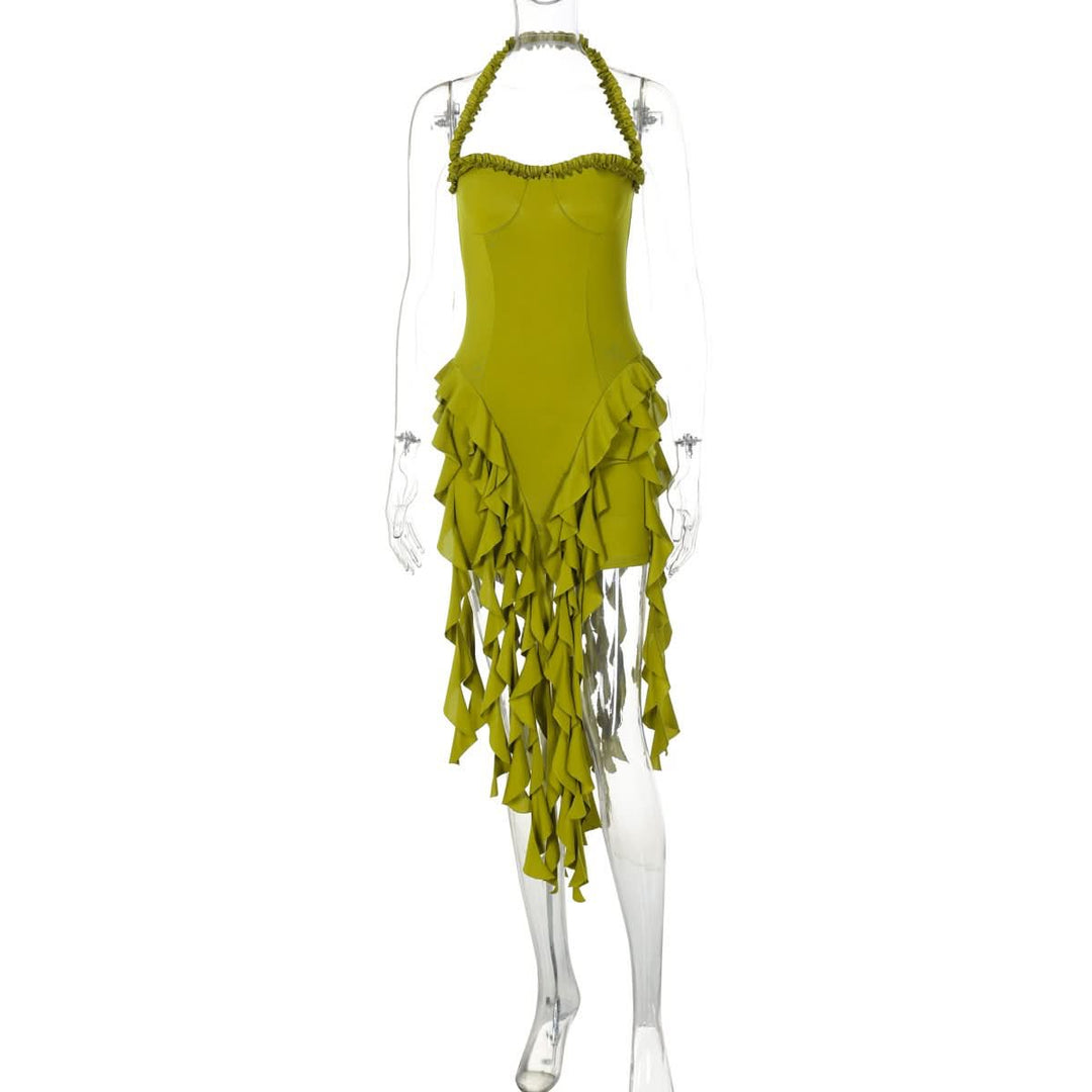 Halter ruffle backless midi dress  | Festival Outfits Women