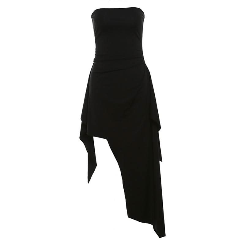 Irregular backless solid tube midi dress  | Festival Outfits Women