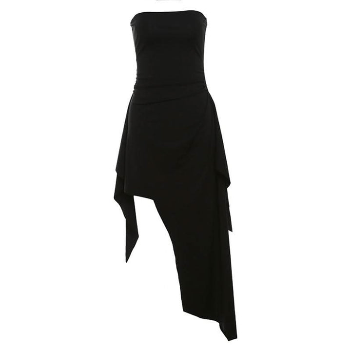 Irregular backless solid tube midi dress  | Festival Outfits Women