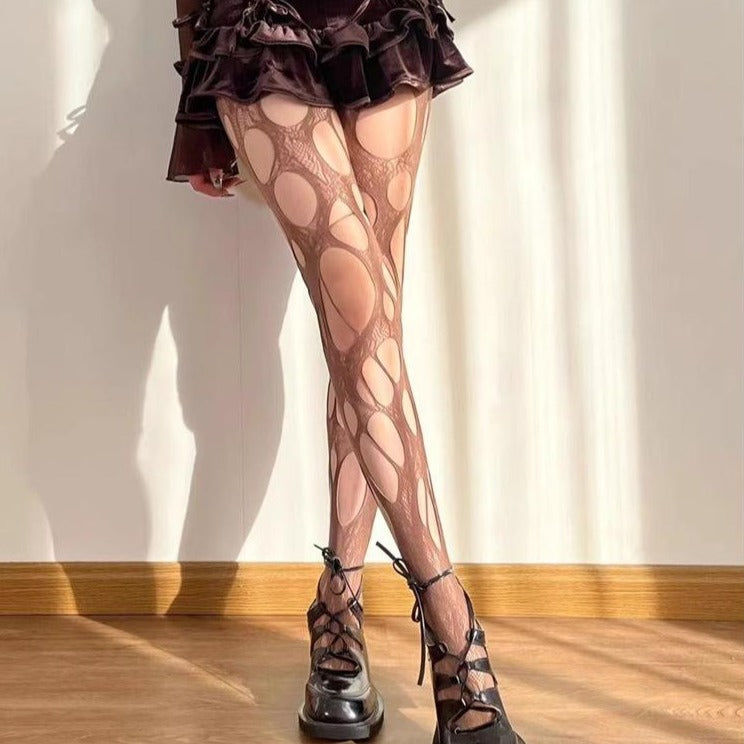 Hollow out irregular lace tights stockings  | Festival Outfits Women