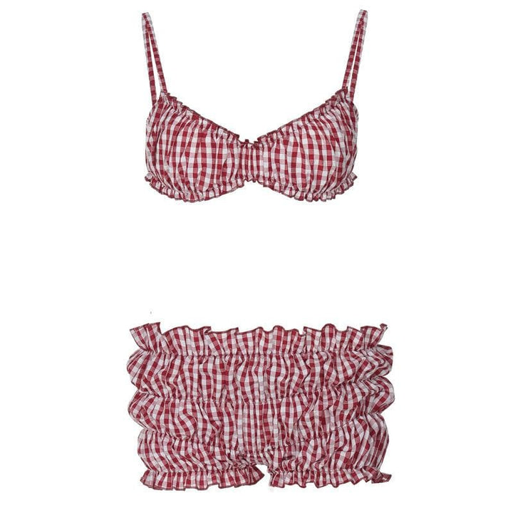 Plaid print smocked cami pant set  | Festival Outfits Women